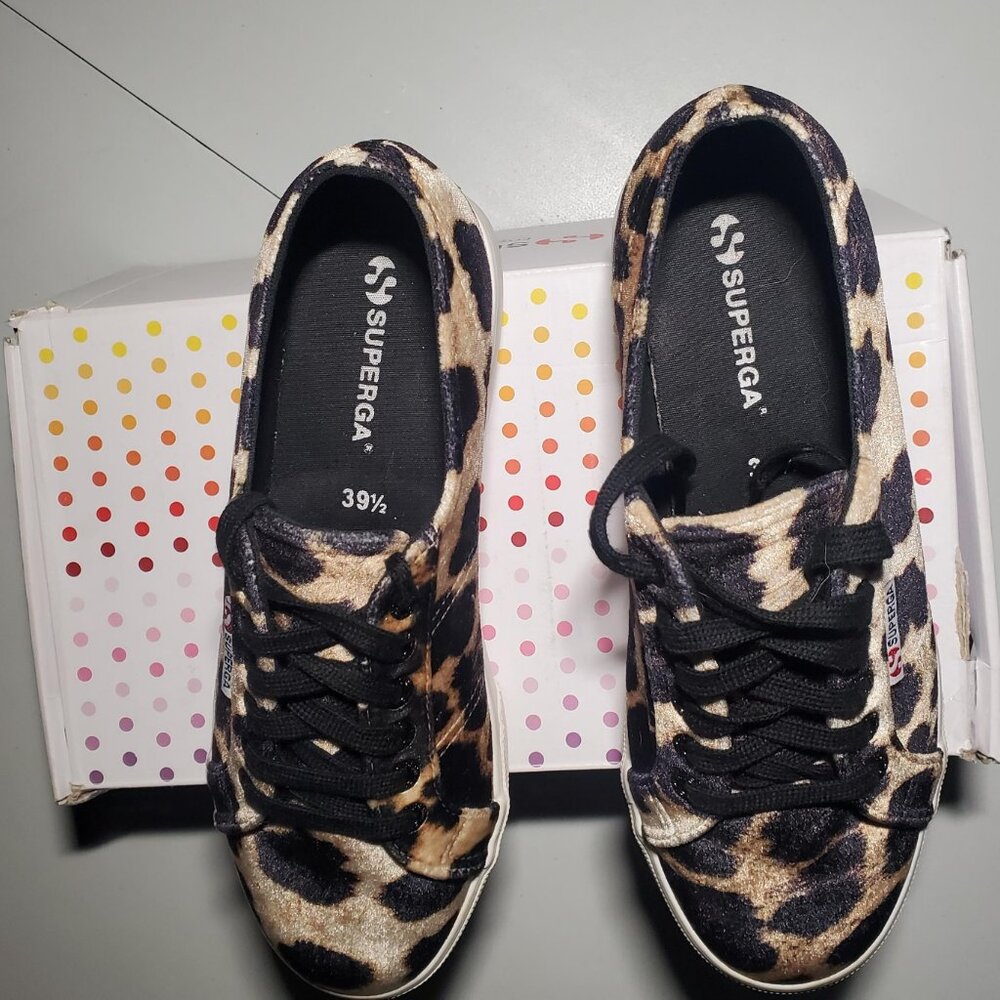 Superga Velvet Leopard Platform Sneakers Size US 8.5 womens -shipping incl - Picture 16 of 16